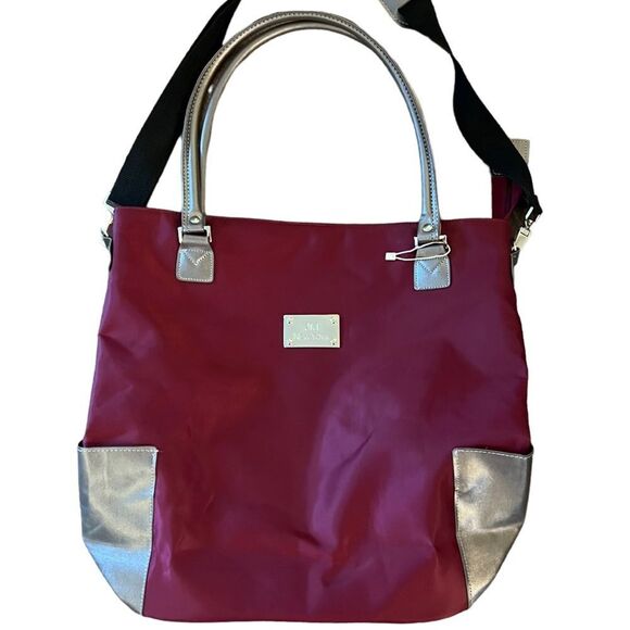 JM New York Bag Joy Mangano Burgundy Wine & Silver NWOT - Picture 1 of 16